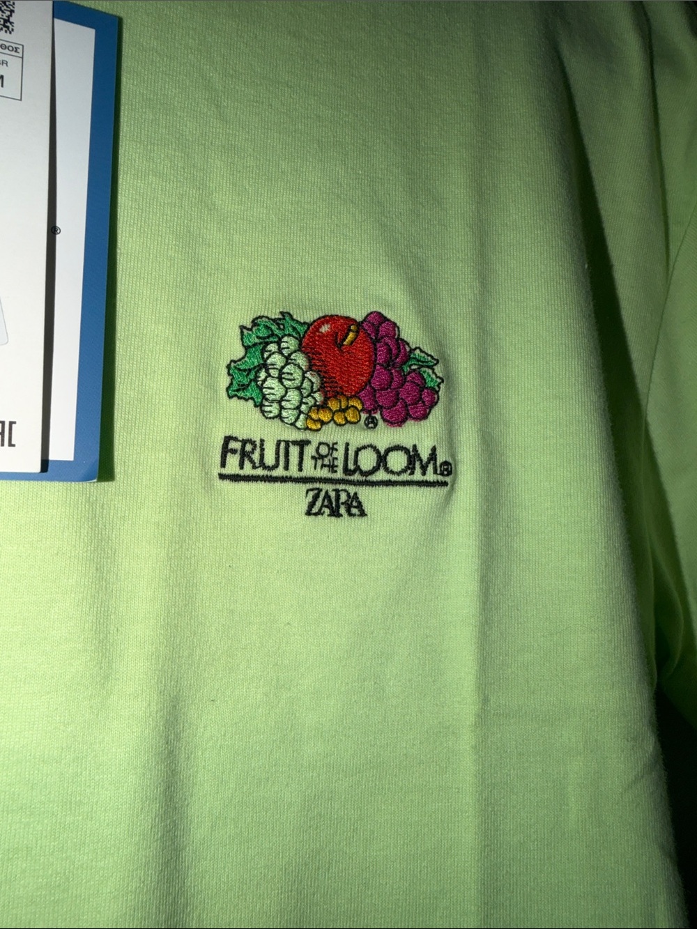 Zara X Fruit of the Loom Men’s Crewneck T-Shirt - Light Lime - Picture 5 of 6